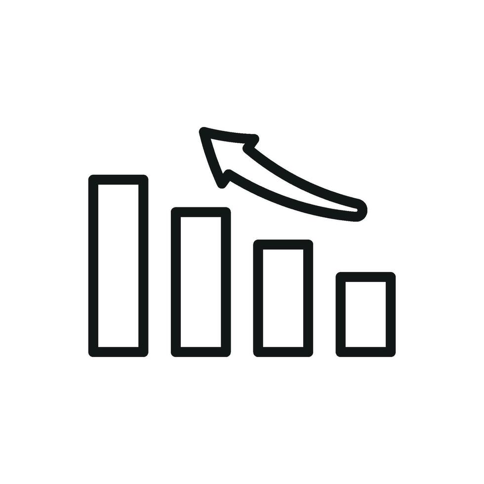 Bar chart with outlined columns delivers a neat and modern business analysis icon. vector