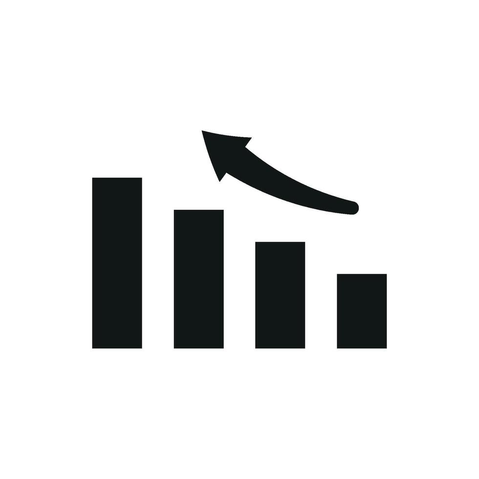 Bar chart in solid style creates a bold and impactful finance and metric icon. vector