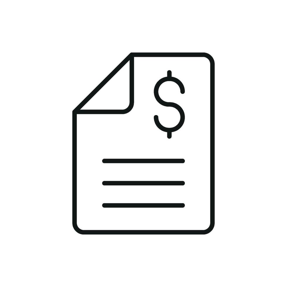 Bank document in line style forms a professional and minimal financial record icon. vector