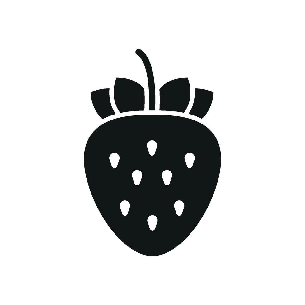 Strawberry shape in solid black builds a striking and classic healthy food icon. vector