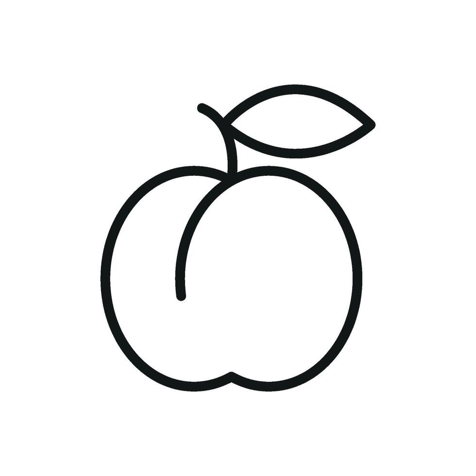 Fruit in line style with leaf accent forms a clean and natural snack icon. vector