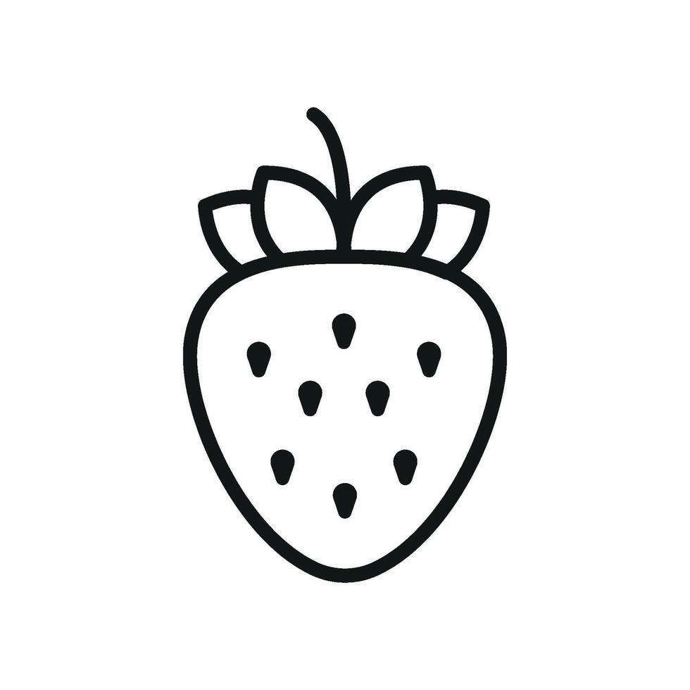 Strawberry with thin outline and dotted texture forms a clean and delicious fruit icon. vector