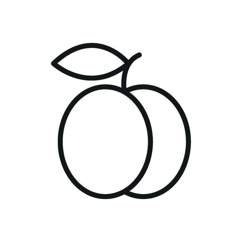 Peach with minimal curves and top leaf delivers a gentle and organic food icon. vector