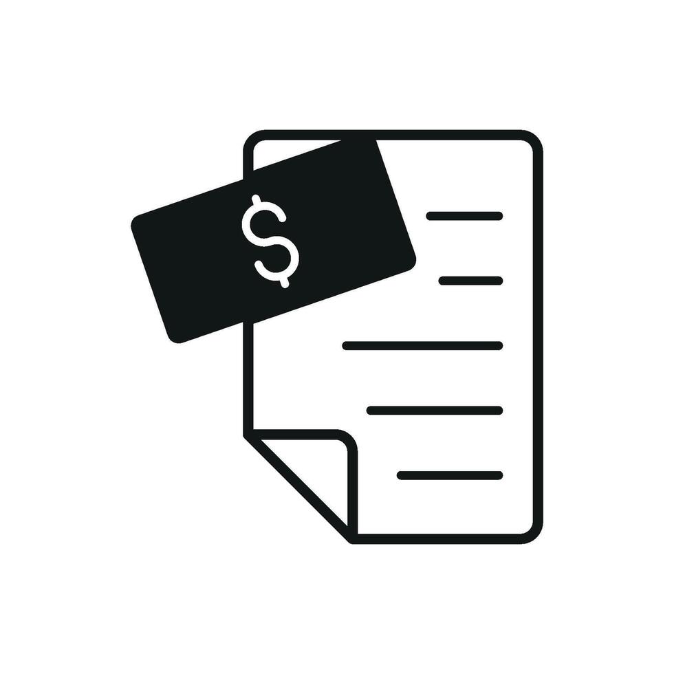 Bank statement in solid silhouette delivers a strong and timeless financial tracking icon. vector