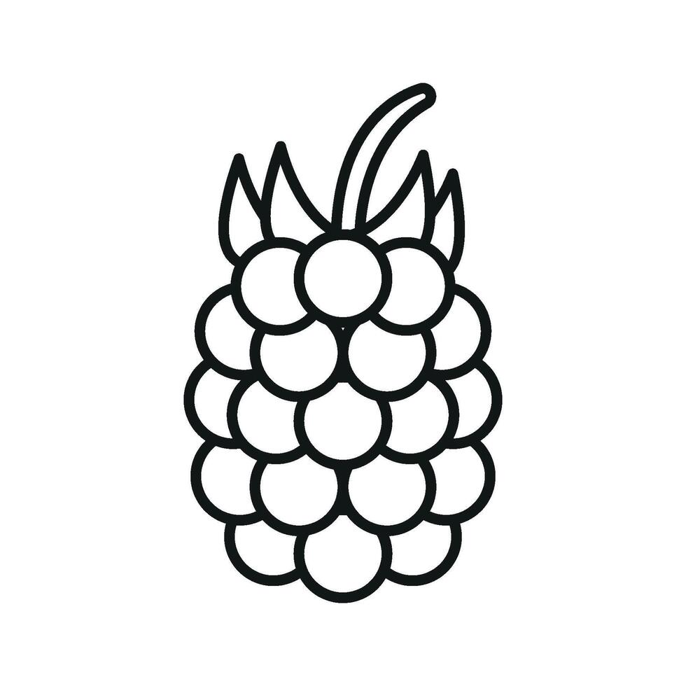 Raspberry with clean outline and cluster shape creates a fresh and healthy berry icon. vector