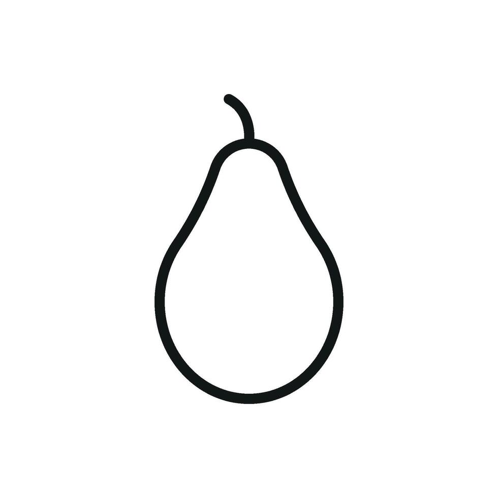 Pear with outlined body and leaf top creates a soft and minimal healthy food icon. vector