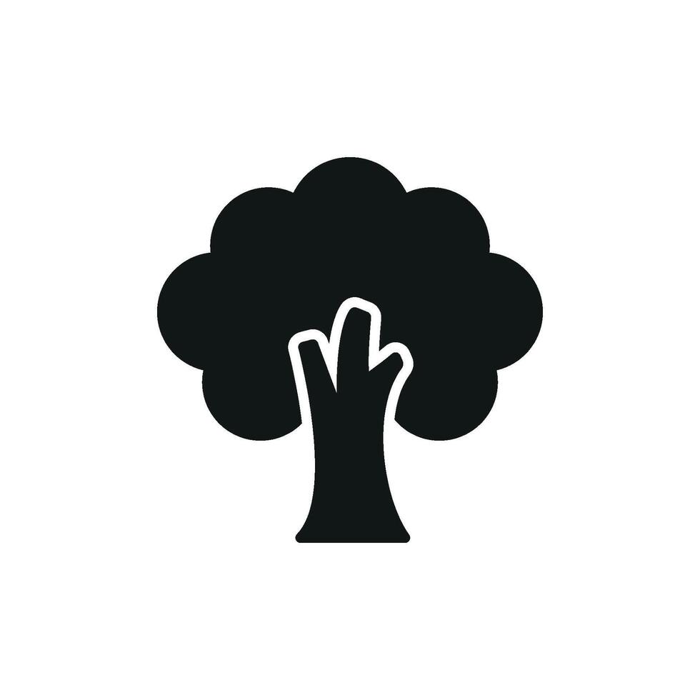 Tree in bold silhouette with leafy crown delivers a strong and timeless green icon. vector