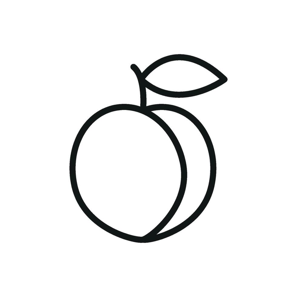 Peach with curved outline and stem detail creates a soft and elegant fruit icon. vector