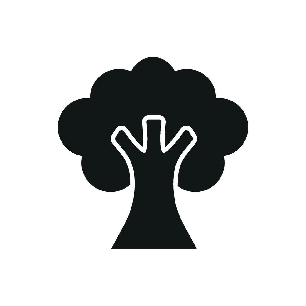 Nature icon in solid tree form presents a classic and earthy outdoor symbol. vector