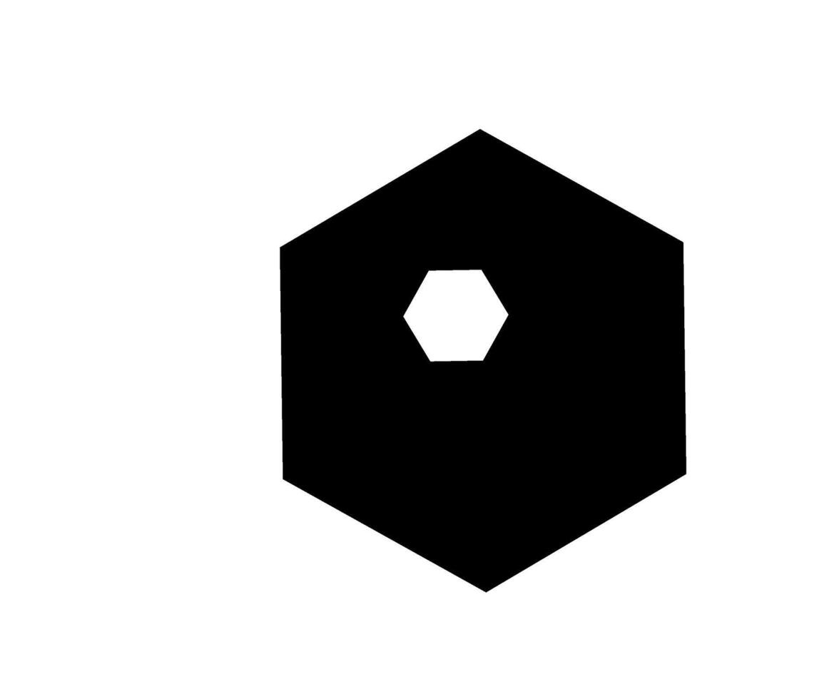 A black and white logo of a hexagon vector