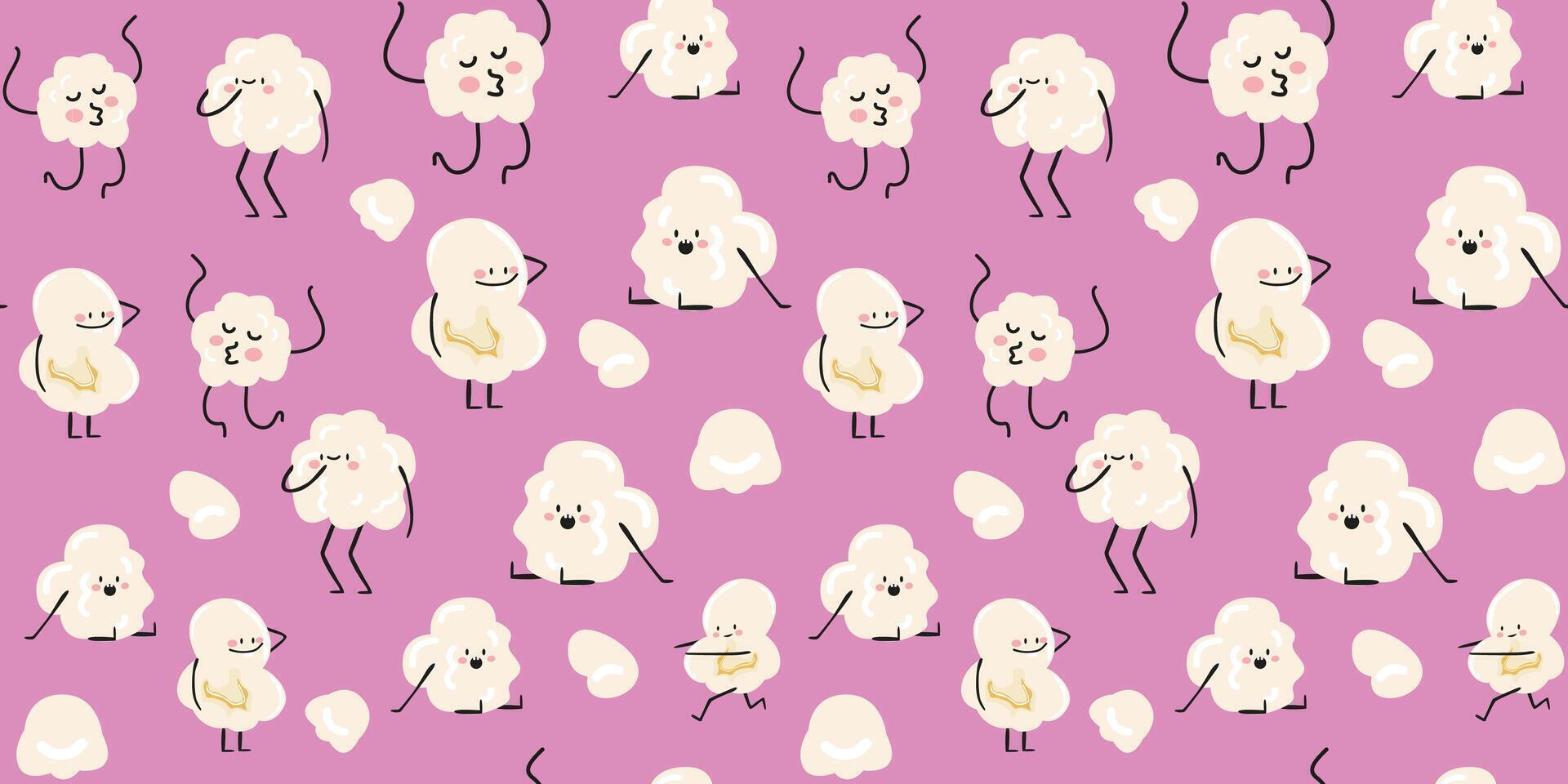 Cartoon sheep pattern on pink background vector
