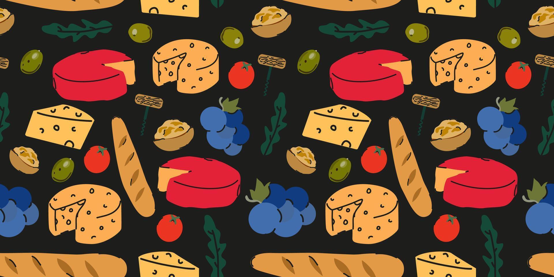 Colorful cheese and food pattern design vector