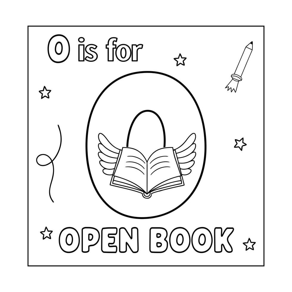 O alphabet with objects Coloring Page for Kids vector