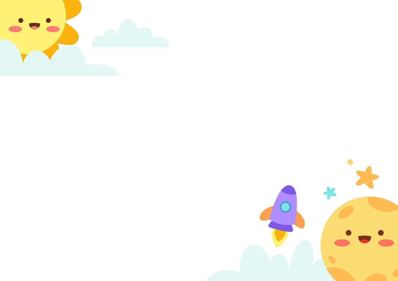 Cute sun and moon background vector