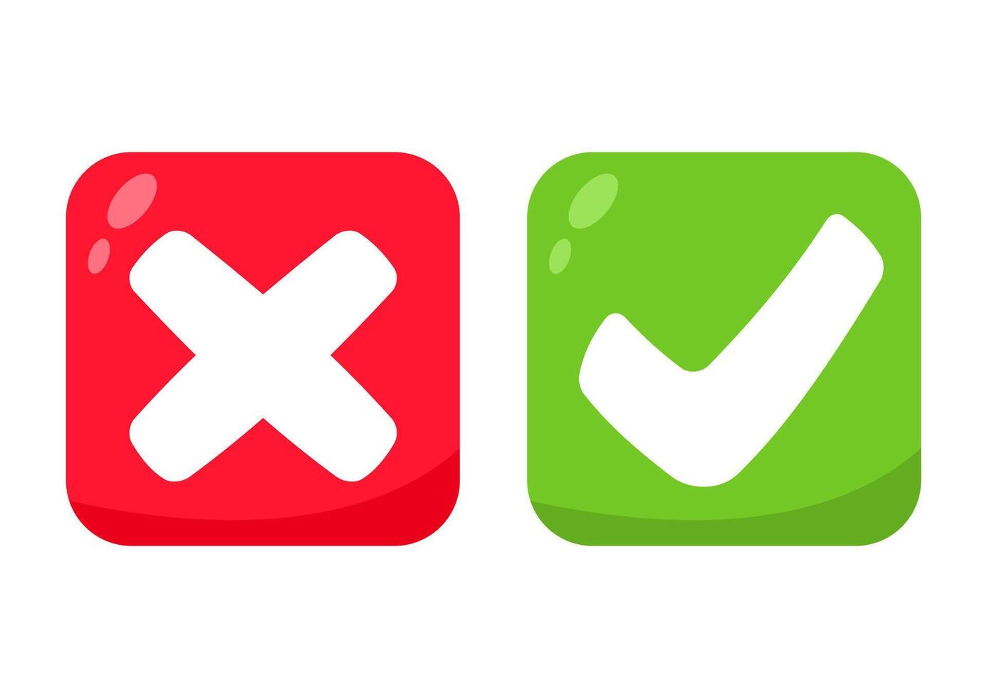 Checkmark and cross mark symbol icon vector