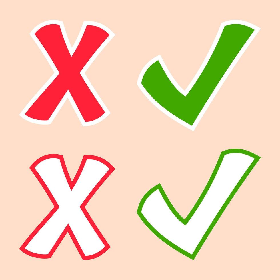 Check mark and cross symbols vector