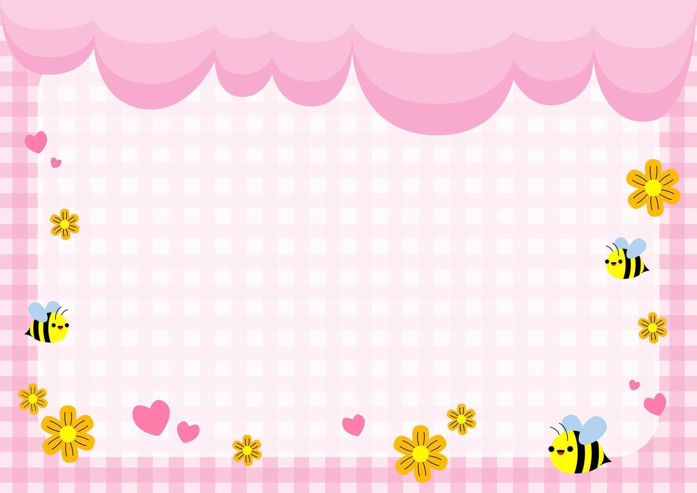 Playful bees and flowers background vector