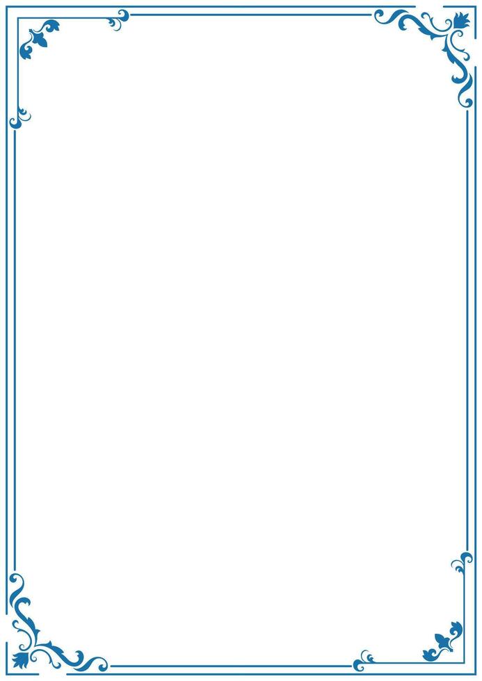 Blue vintage a4 frame, vintage decorative border, graphic elements vector