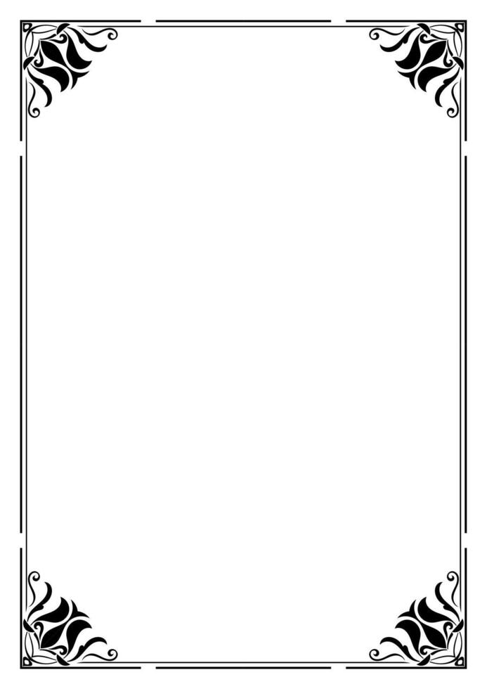 Vintage frame, flower corner decoration, A4 frame for cards vector