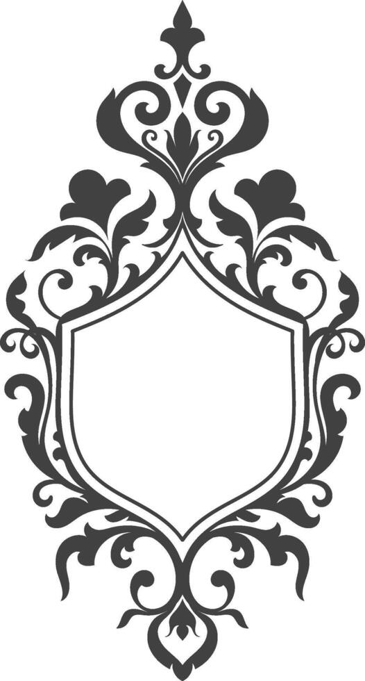 Shield frame, vintage scroll pattern, classic vintage border decoration vector