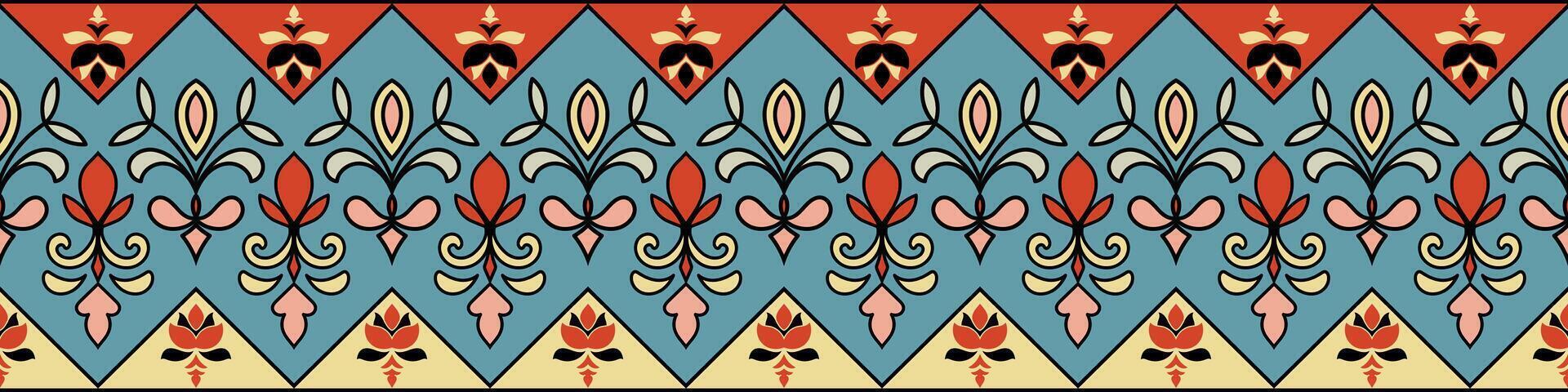 Fabric border, decorative border for carpet, ethnic tribal abstract pattern vector
