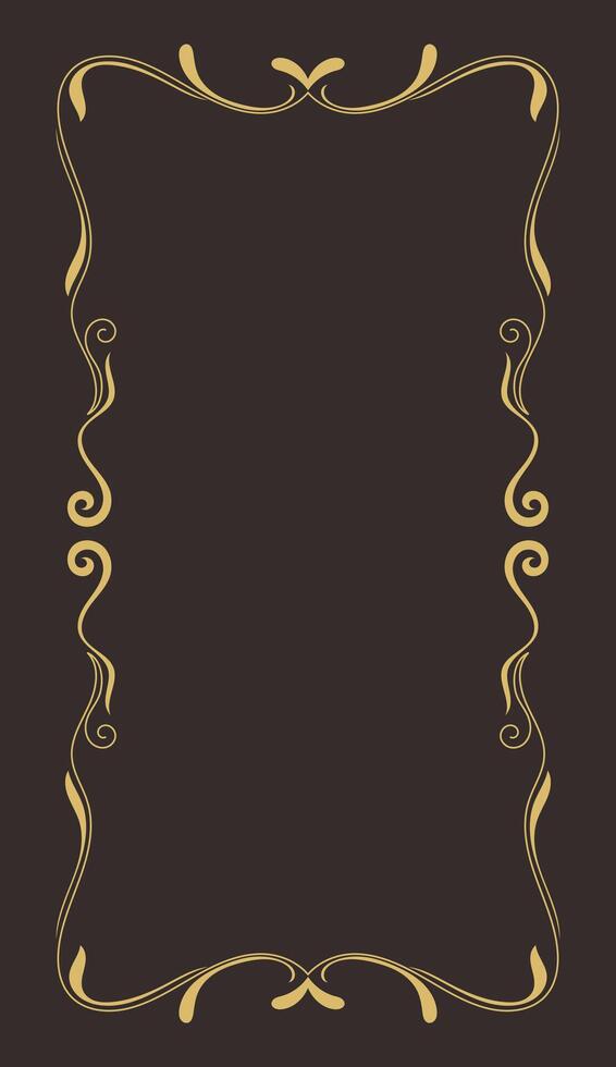 Gold frame, decorative scroll lines, thin gold lines, vintage lines vector