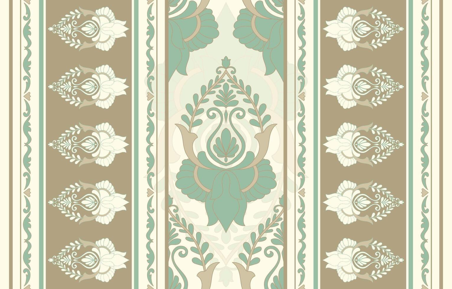 Boho Floral Embroidery Border, Ikat Pattern, Indian Ethnic Floral Pattern, Ikat Pattern, Indian Ethnic Pattern, Aztec Floral Embroidery Border vector