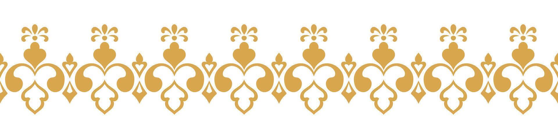 Long borders, ethnic borders, golden abstract patterns vector