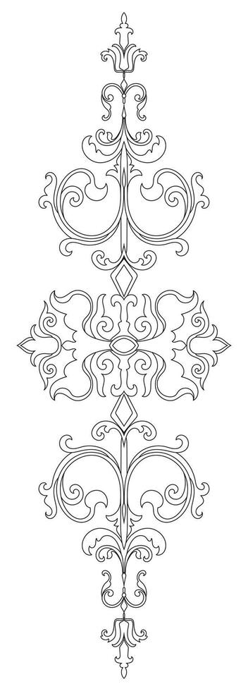 Vintage line art design elements with symmetrical floral ornaments vector