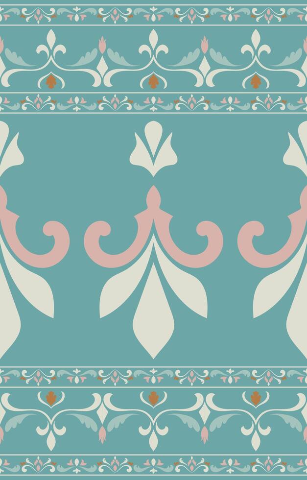 Pastel wallpaper pattern, seamless ethnic tribal pattern, carpet border pattern vector
