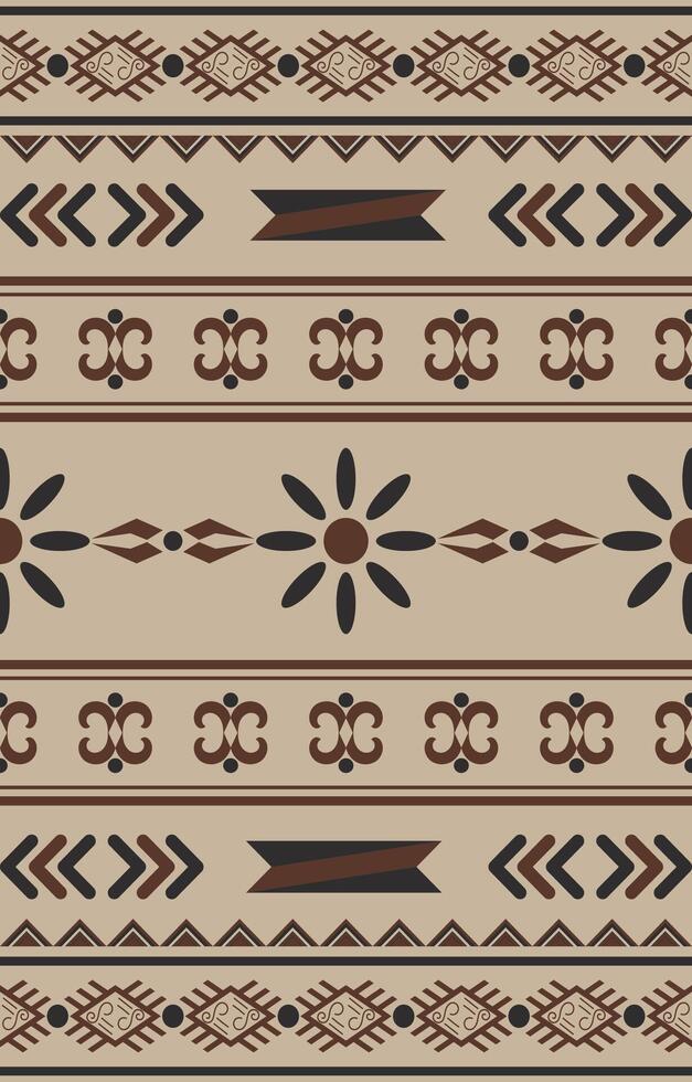 Seamless ethnic pattern, brown fabric border design, fabric pattern vector