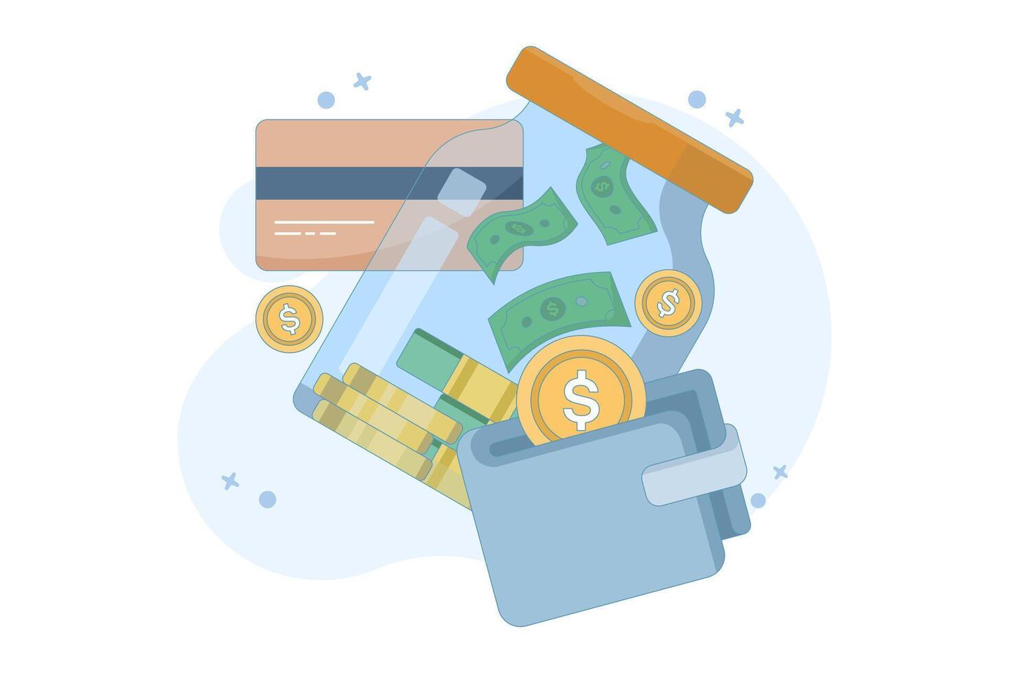 money jar and wallet illustration vector