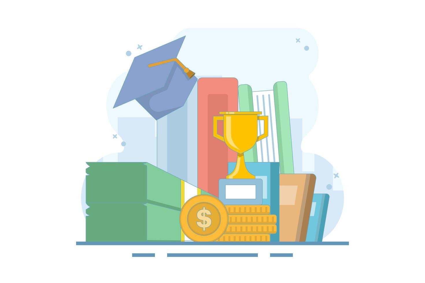 Budget concept Education and student funds. Savings for school or university fees, study or training costs. Education financing to cover school expenses. Flat style design illustration. vector
