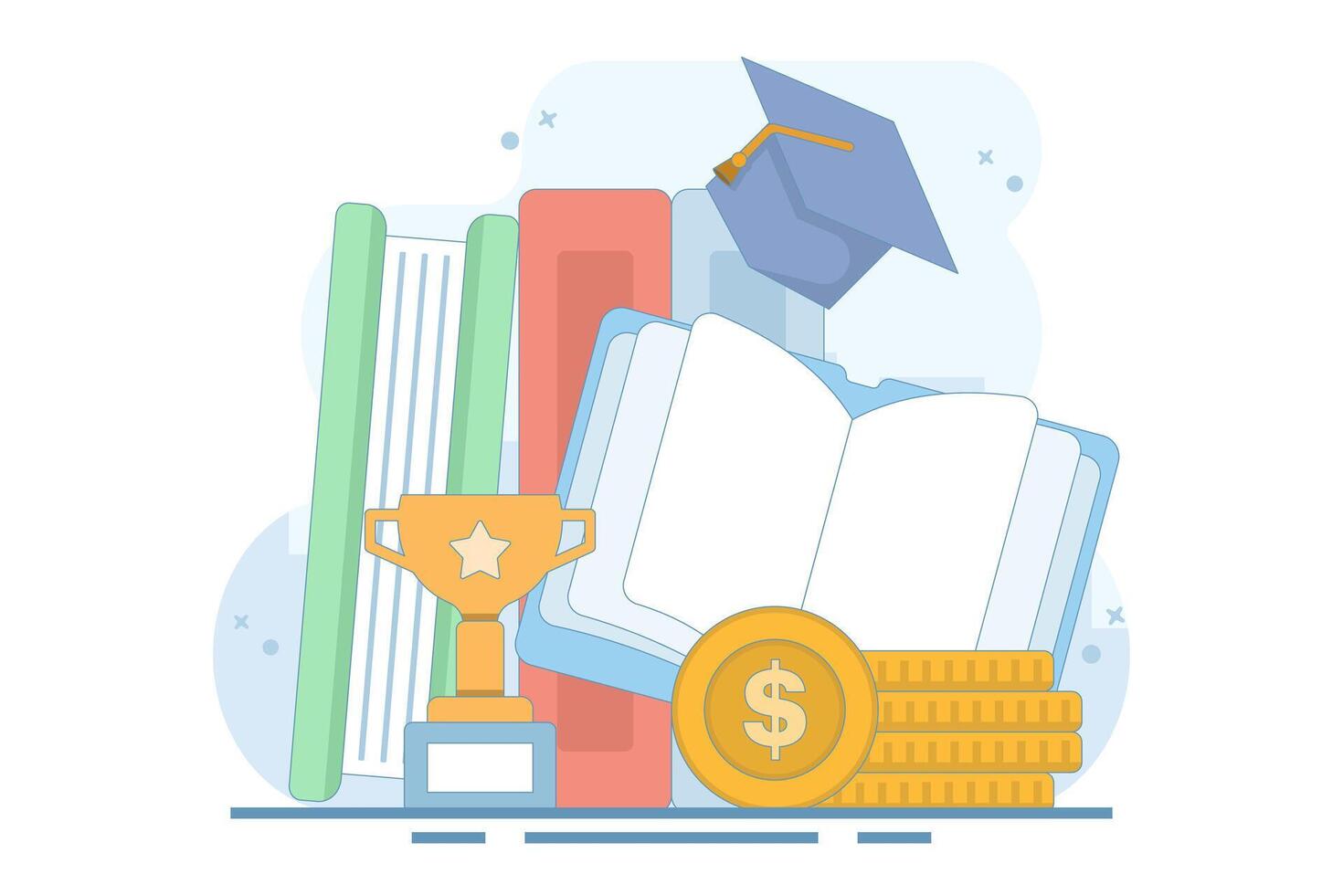 Budget concept Education and student funds. Savings for school or university fees, study or training costs. Education financing to cover school expenses. Flat style design. vector