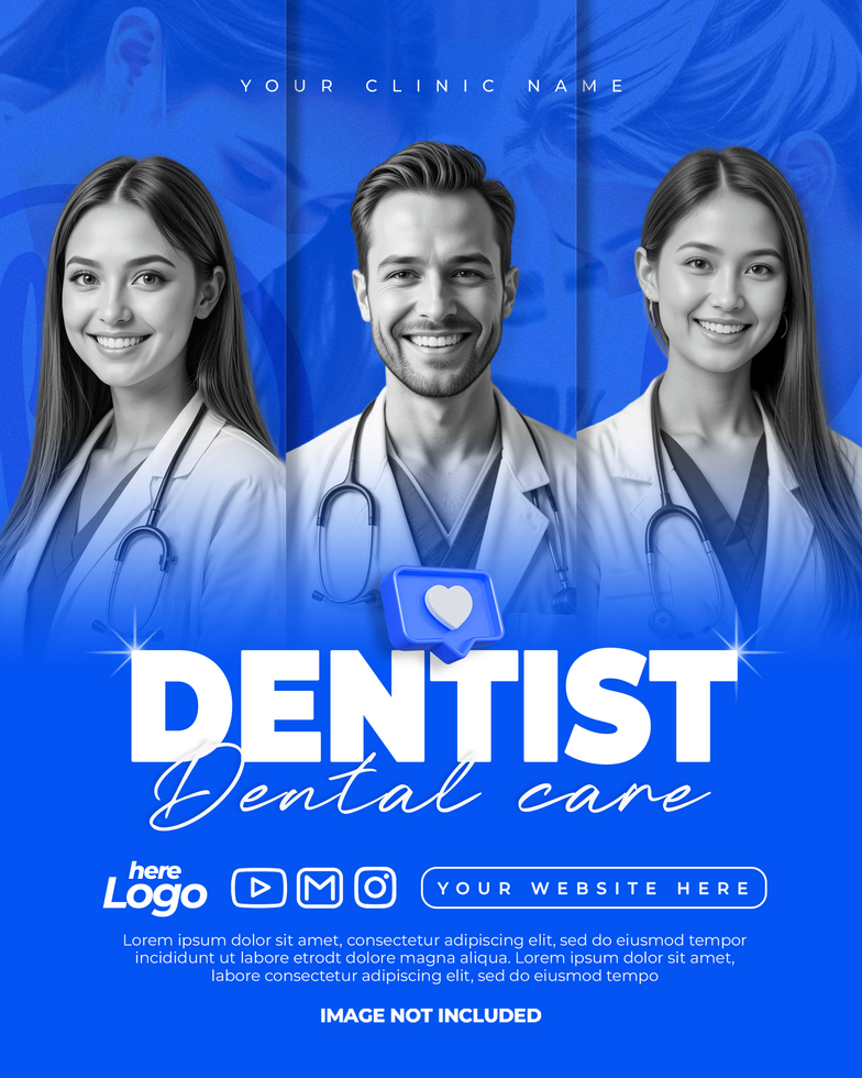 Template for dental clinic posts on social media psd