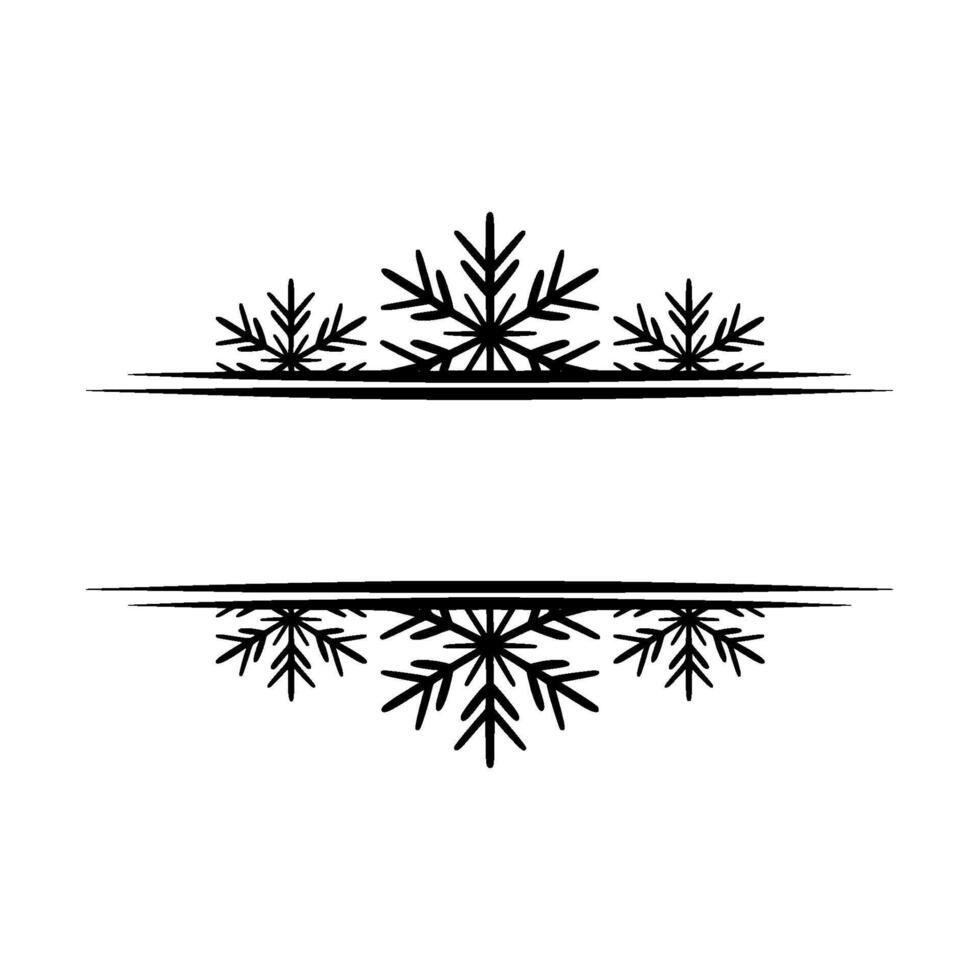 Winter Snowflake Banner Frame, Simple Black White vector