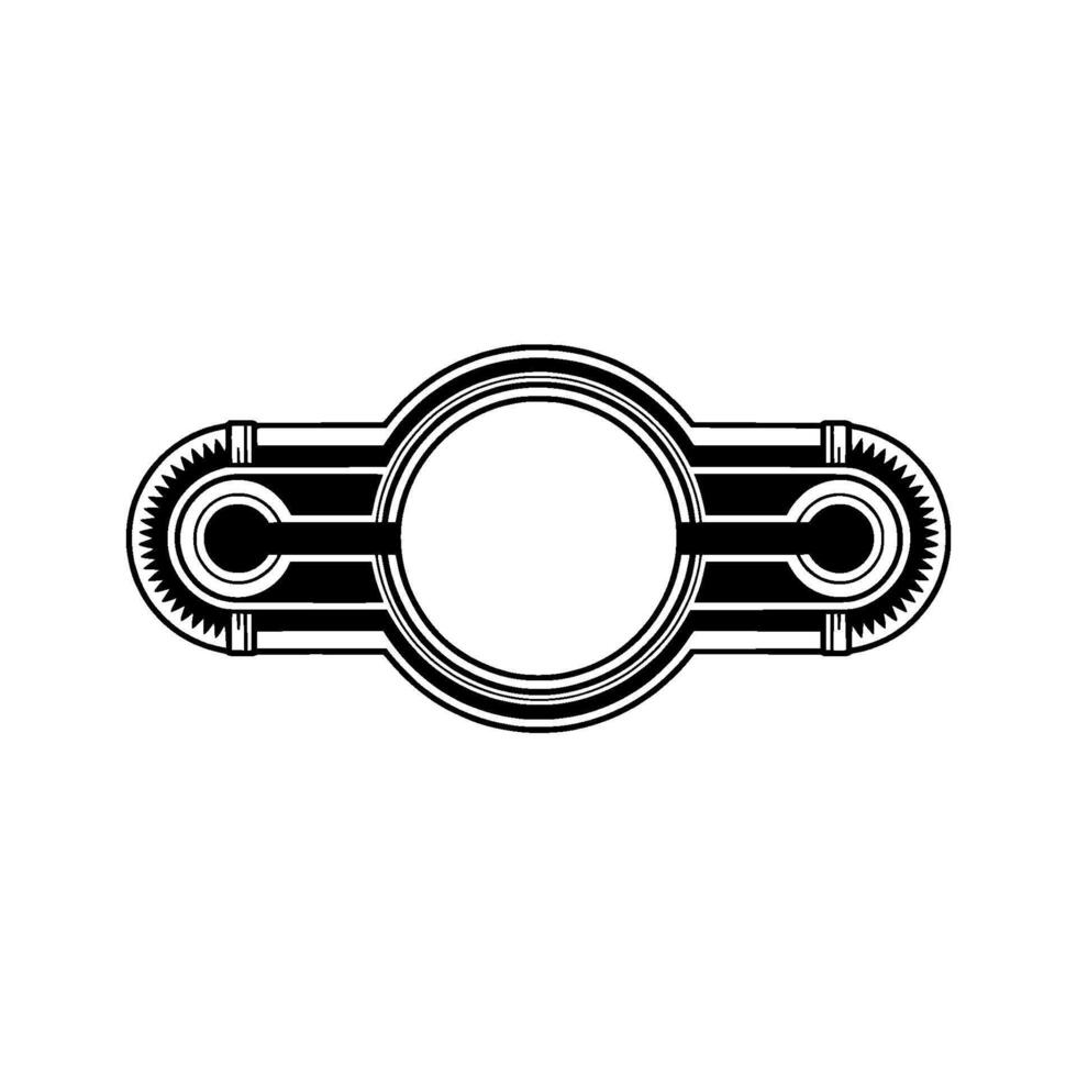 Art Deco Circular Badge Element, Minimalist Black White vector