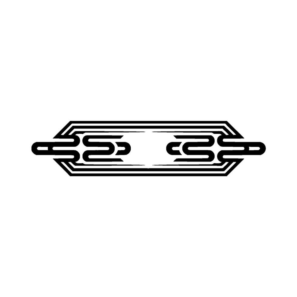 Minimalist Abstract Decorative Border Element, Black on White vector