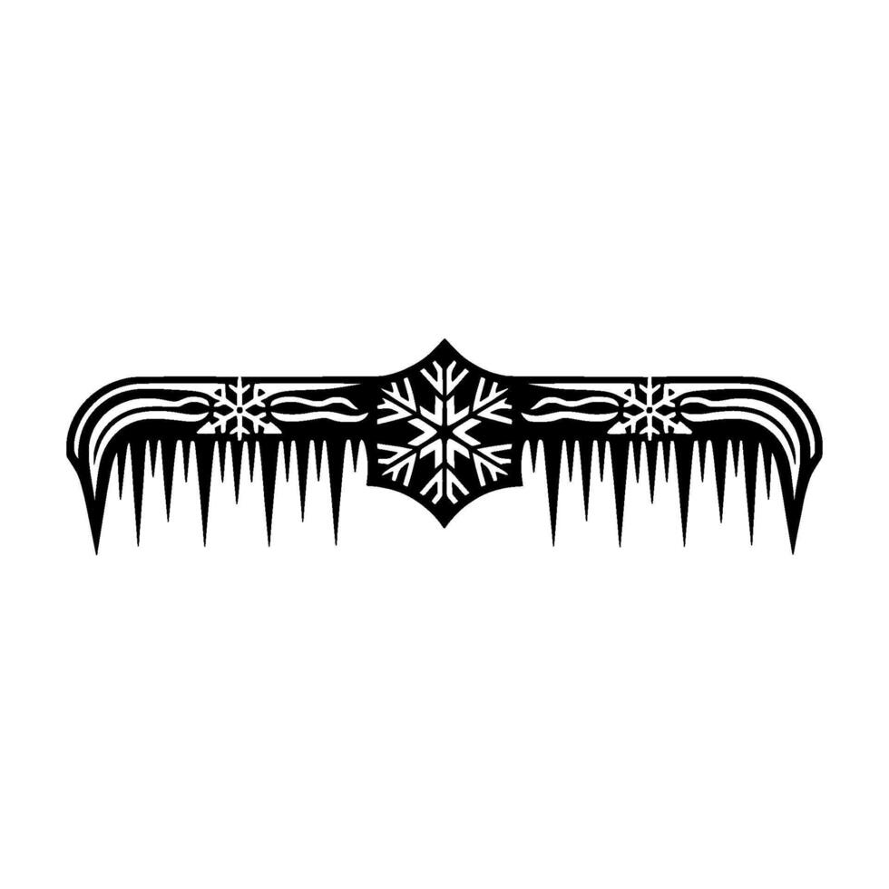Black Winter Comb with Snowflakes - Modern vector