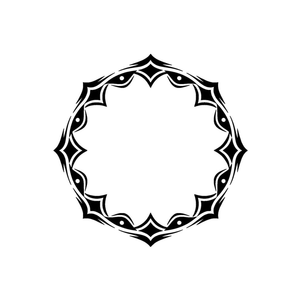 Geometric Decorative Black Circular Frame on White Background vector