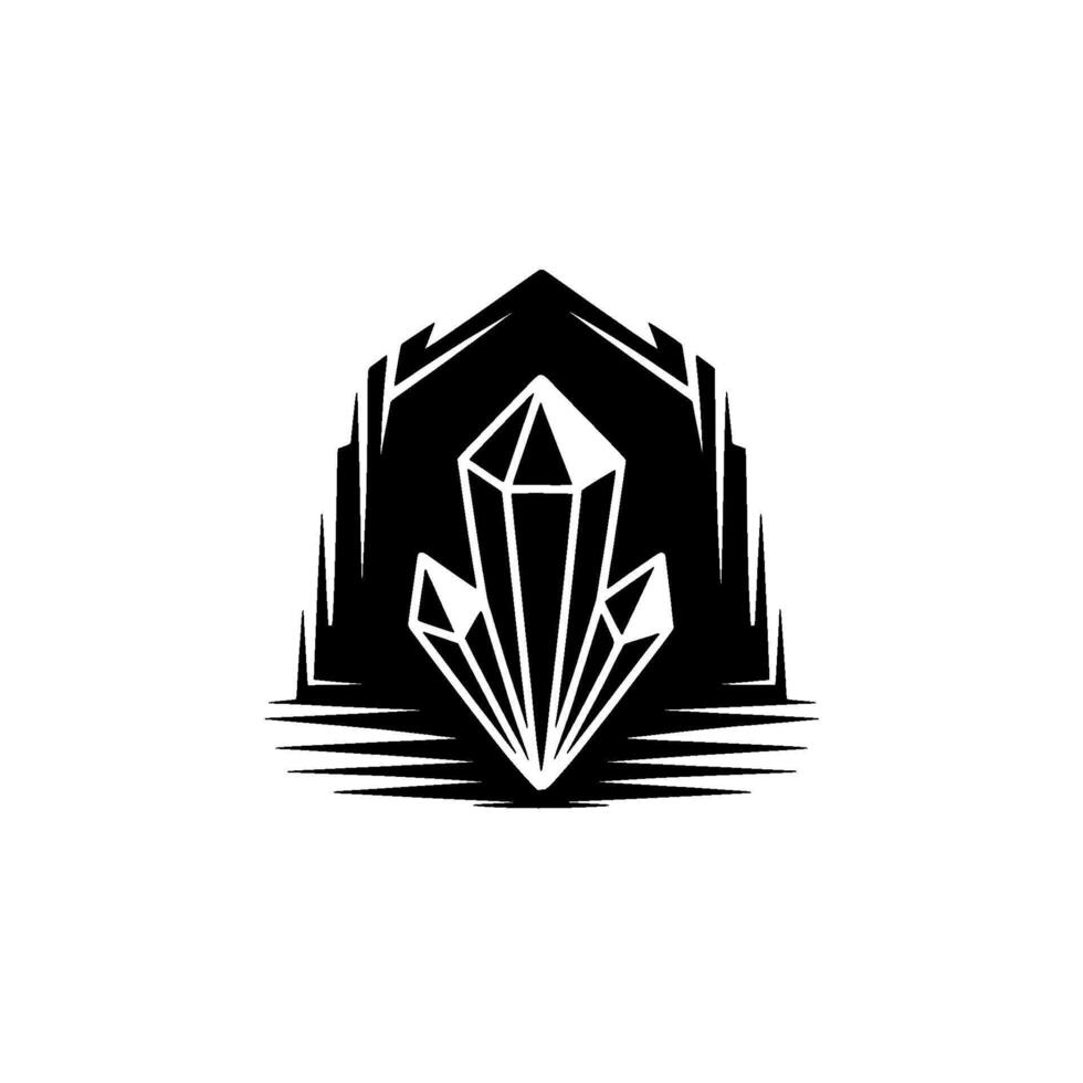 Abstract Crystal Emblem, Geometric , Black White vector