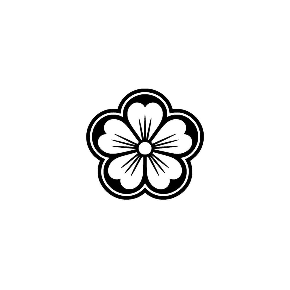Minimalist Black and White Floral Emblem - Modern Element vector
