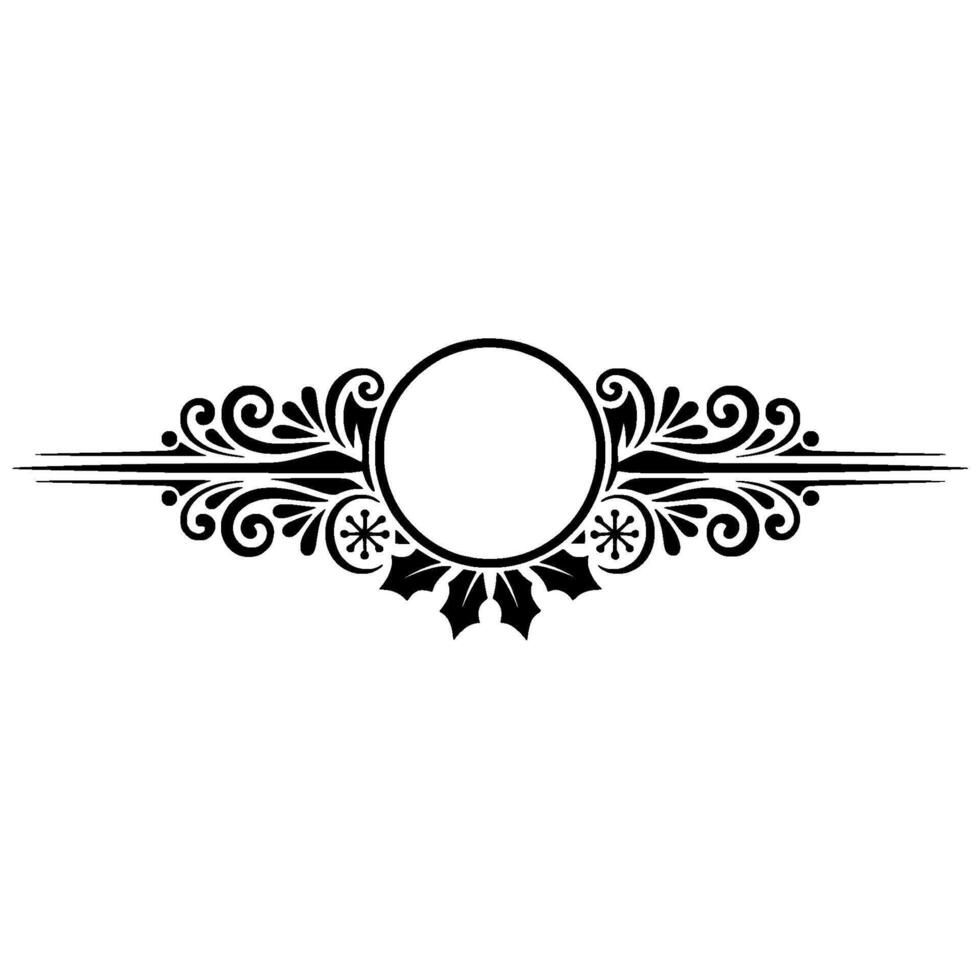 Elegant Black Floral Ornament with Circle Frame vector