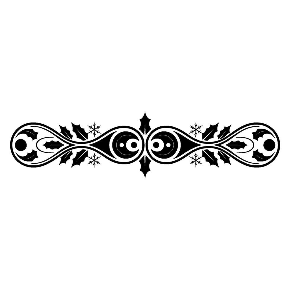 Elegant Christmas Border Black White Holly Snowflake Ornament vector