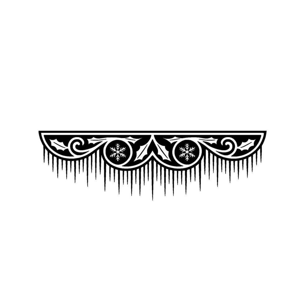 Elegant Winter Border Ornament, Black and White vector