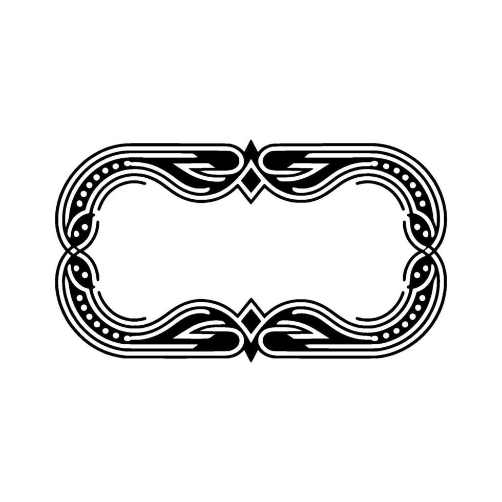 Art Deco Border, Ornate Black Frame on White Background vector