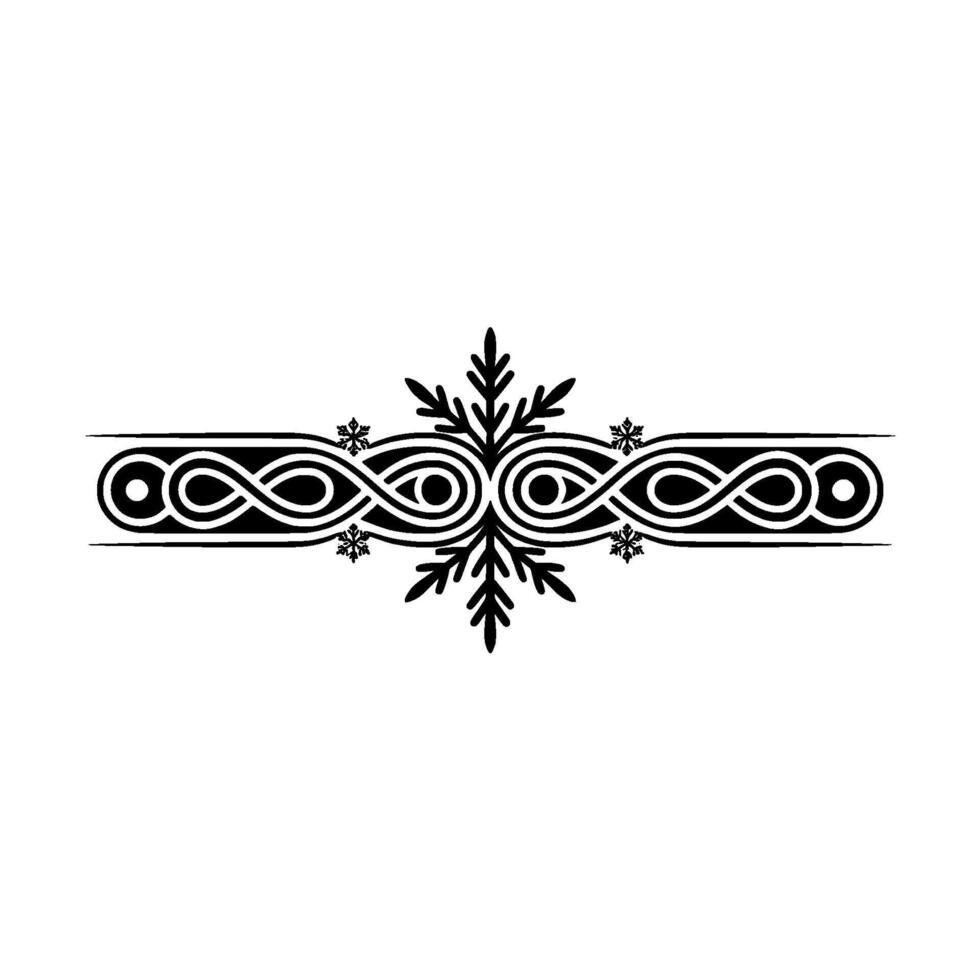Winter Snowflake Ornament, Black White Decorative Border vector
