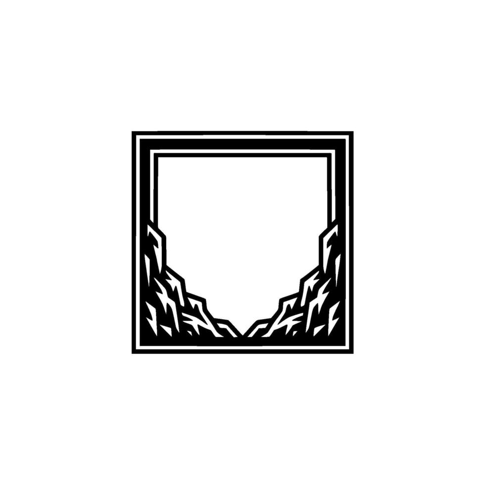 Geometric Mountain Frame - Minimalist Black White vector