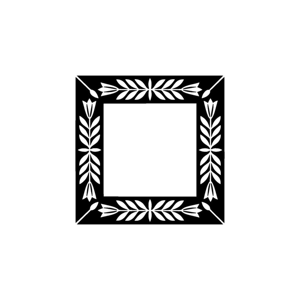 Elegant Black and White Floral Frame - Minimalist, Decorative vector