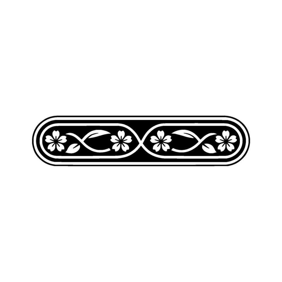 Elegant Floral Border Element - Black White, Ornamental, Isolated vector